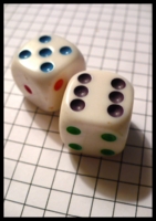 Dice : Dice - 6D - Solid White With Multicolored Pips